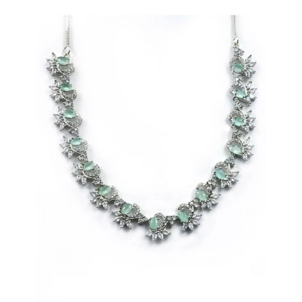 Vaystra Gold Plated Brass Silver Plated Necklace set in Turquoise,
