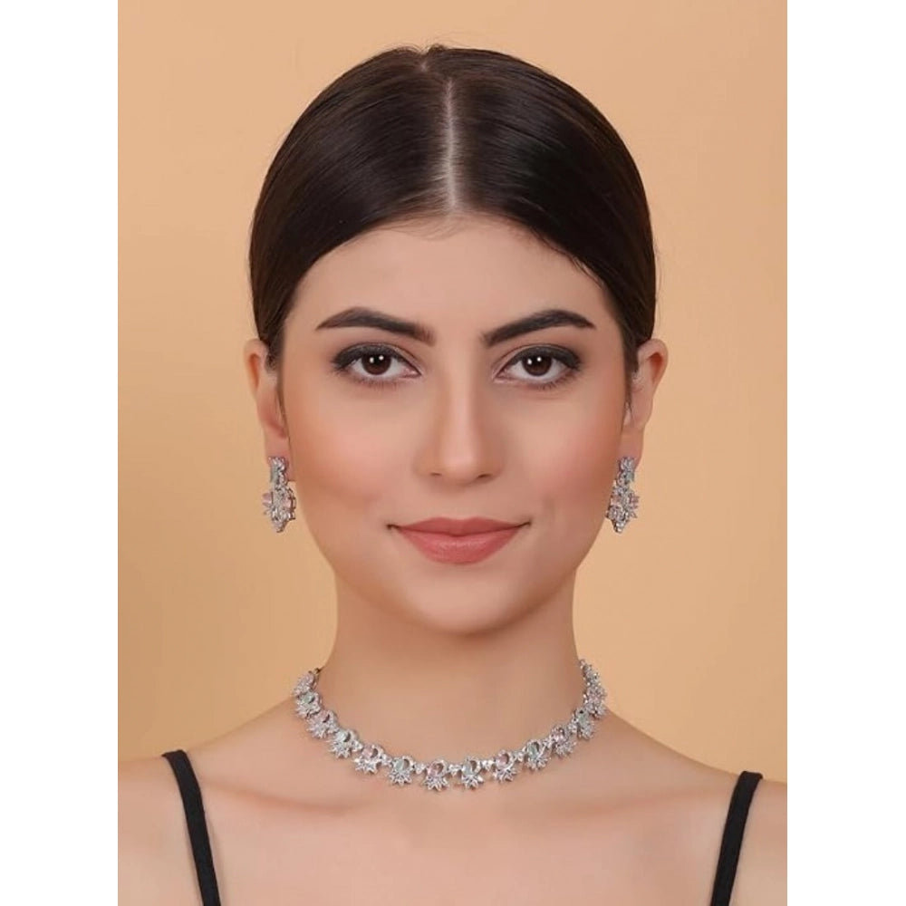 Vaystra Brass Silver Plated Necklace set - Multicolor,