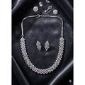 Vaystra Gold Plated Brass Silver Plated Necklace set in Silver,