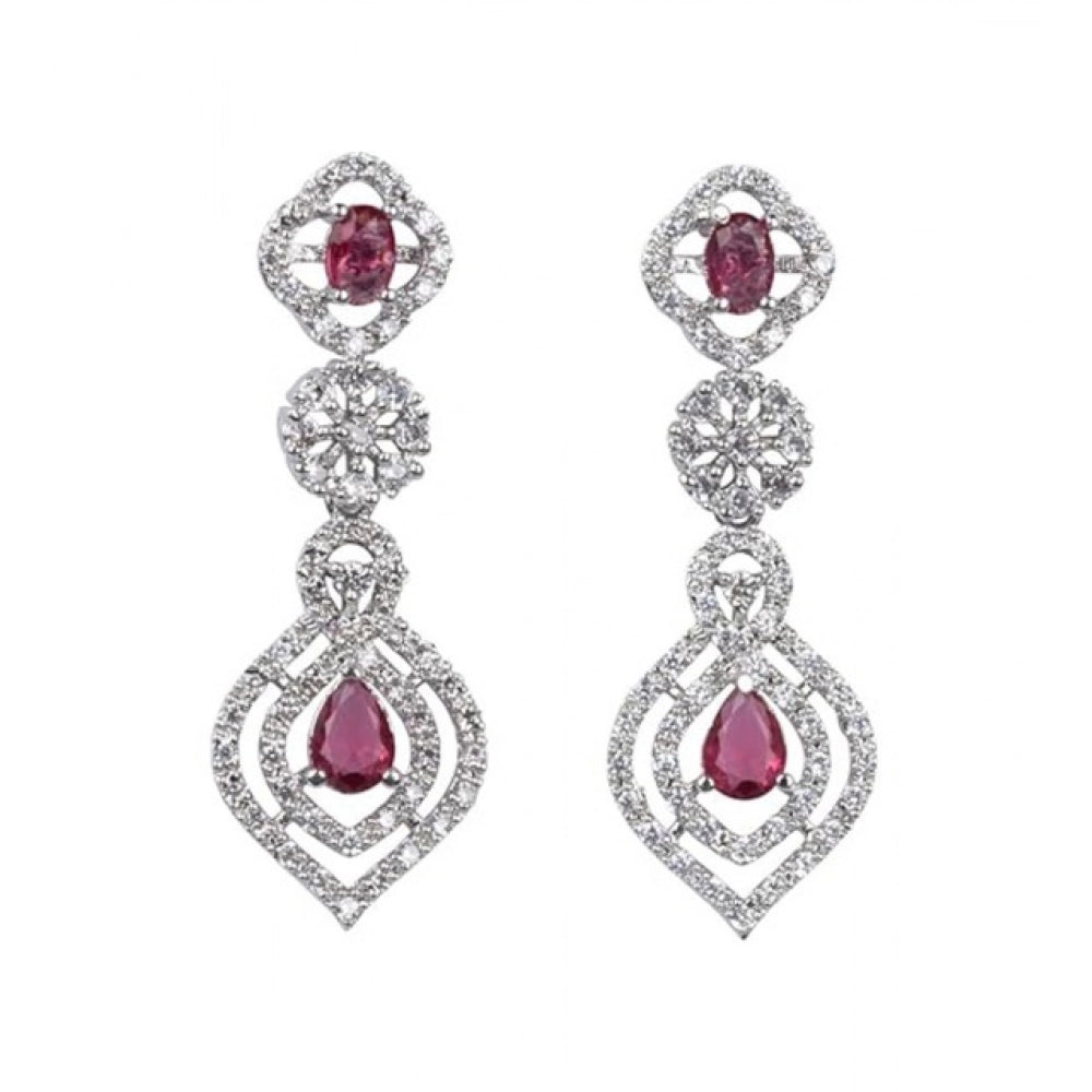 Vaystra Gold Plated Brass Silver Plated Necklace set in Red,