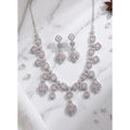 Vaystra Brass Silver Plated Necklace set - Pink,