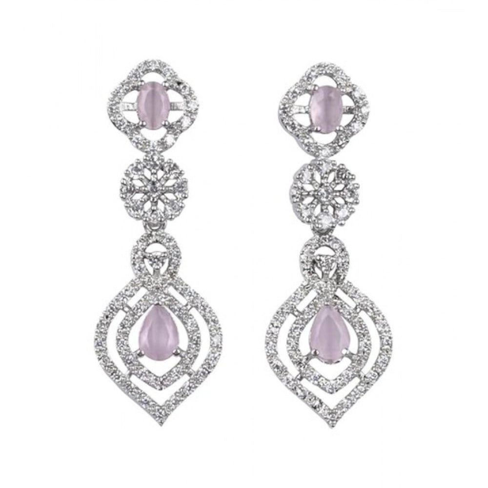 Vaystra Brass Silver Plated Necklace set - Pink,