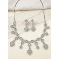 Vaystra Handcrafted Brass Silver Plated Necklace set - Turquoise, Edition