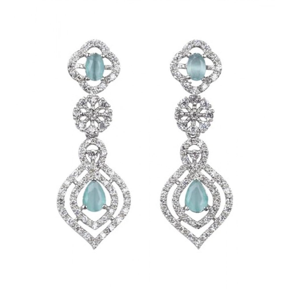 Vaystra Handcrafted Brass Silver Plated Necklace set - Turquoise, Edition