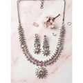 Vaystra Gold Plated Brass Silver Plated Necklace set in Pink,