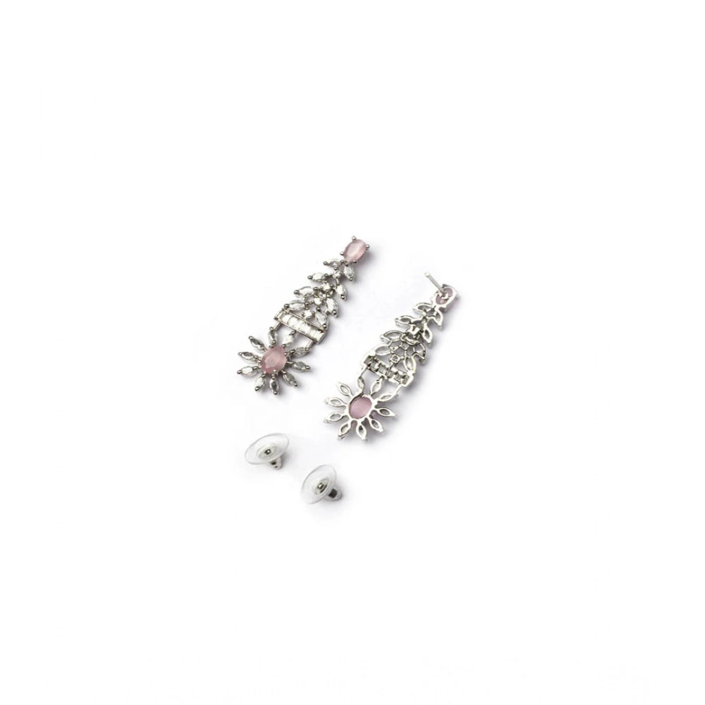 Vaystra Gold Plated Brass Silver Plated Necklace set in Pink,
