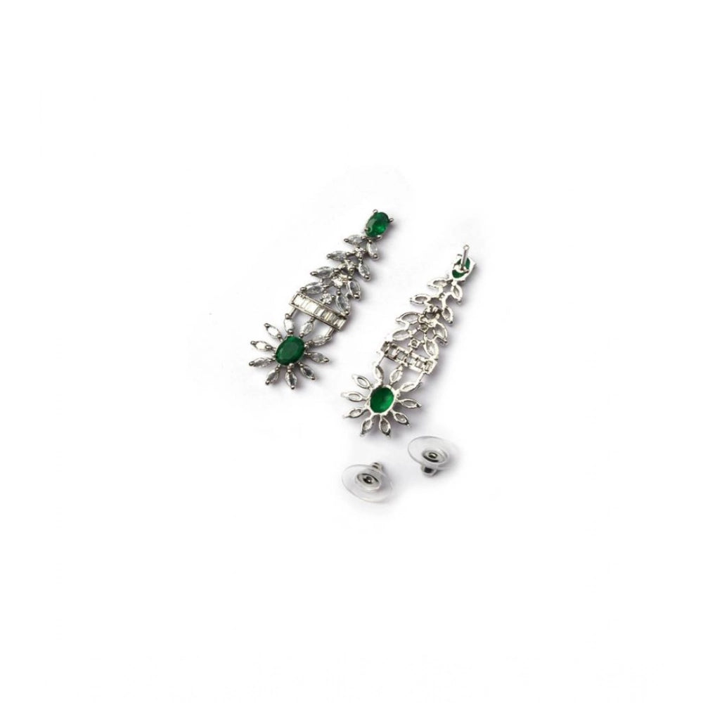 Vaystra Gold Plated Brass Silver Plated Necklace set in Green,