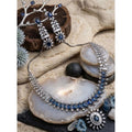 Vaystra Brass Silver Plated Necklace set - Blue,