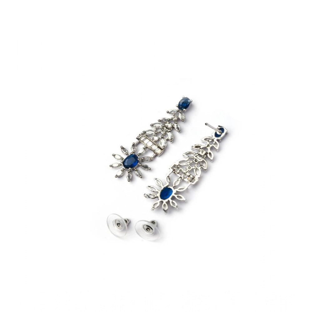 Vaystra Brass Silver Plated Necklace set - Blue,