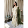 Vaystra Silk Embroidered 3/4th Sleeve V-Neck Kurti With Sharara Pant and Dupatta Set –...