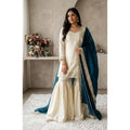 Vaystra Silk Embroidered 3/4th Sleeve V-Neck Kurti With Sharara Pant and Dupatta Set –...