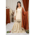 Vaystra Silk Embroidered 3/4th Sleeve V-Neck Kurti With Sharara Pant and Dupatta Set –...