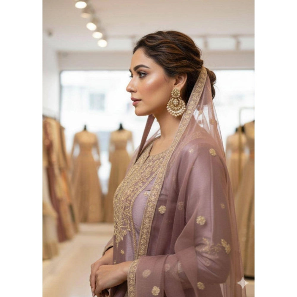 Vaystra Silk Embroidered 3/4th Sleeve Round Kurti With Sharara Pant and Dupatta Set –...