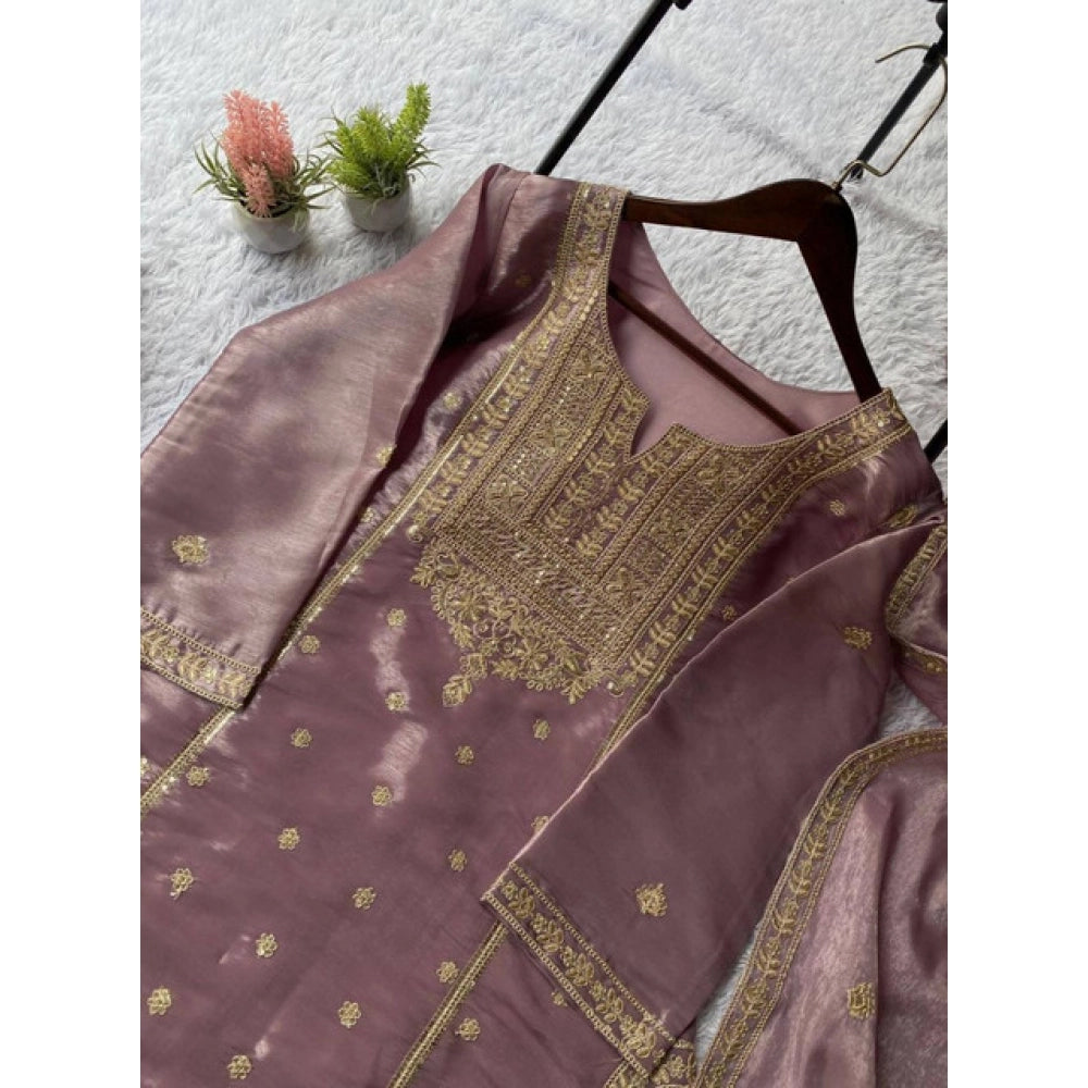 Vaystra Silk Embroidered 3/4th Sleeve Round Kurti With Sharara Pant and Dupatta Set –...