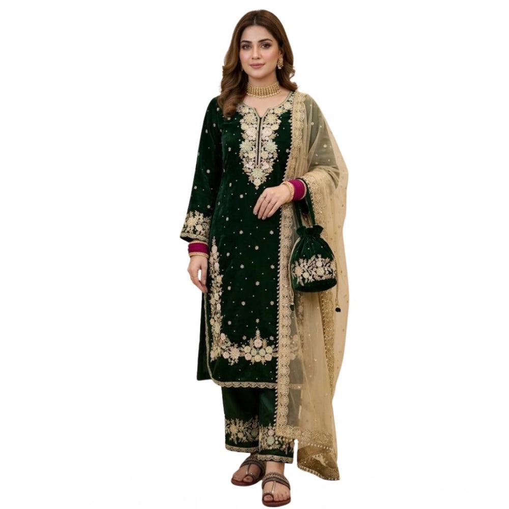 Vaystra Silk Embroidered 3/4th Sleeve Round Kurti With Palazzo Pant and Dupatta Set –...