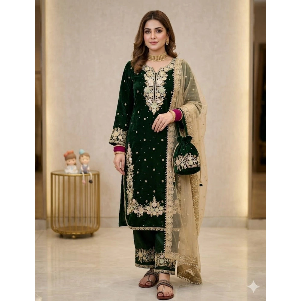 Vaystra Silk Embroidered 3/4th Sleeve Round Kurti With Palazzo Pant and Dupatta Set –...