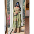 Vaystra Silk Embroidered 3/4th Sleeve Round Kurti With Sharara Pant and Dupatta Set –...