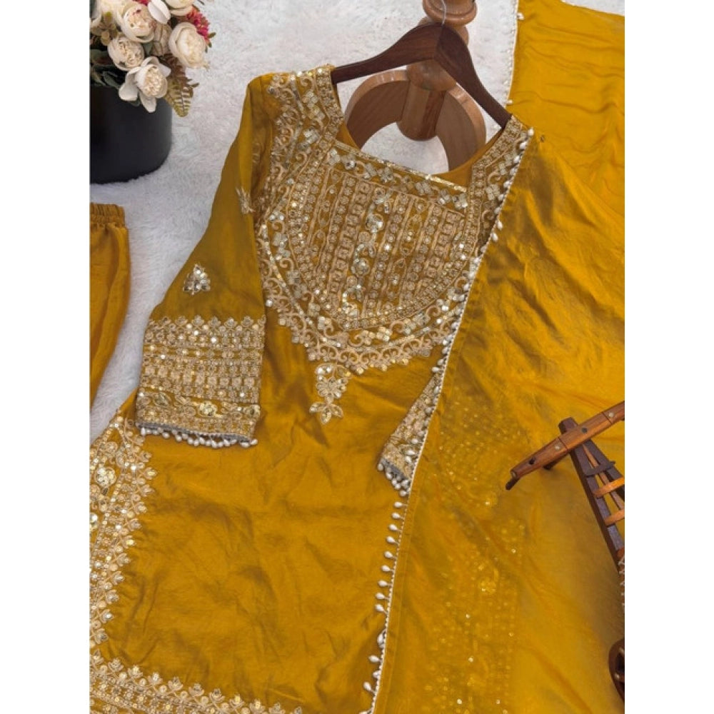 Vaystra Silk Embroidered 3/4th Sleeve Round Kurti With Sharara Pant and Dupatta Set –...