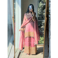 Vaystra Silk Embroidered 3/4th Sleeve Round Kurti With Sharara Pant and Dupatta Set – Pink