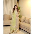 Vaystra Silk Embroidered 3/4th Sleeve Round Readymade Kurti With Palazzo Pant and...