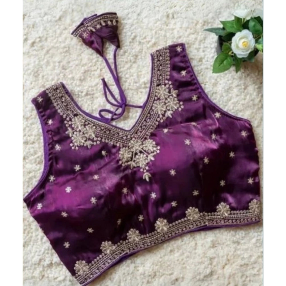 Vaystra Silk Embroidered V-Neck Sleeveless Readymade Padded Blouse – Wine