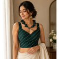 Vaystra Silk Embellished Sweetheart Neck Sleeveless Readymade Padded Blouse – Green