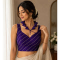Vaystra Silk Embellished Sweetheart Neck Sleeveless Readymade Padded Blouse – Purple