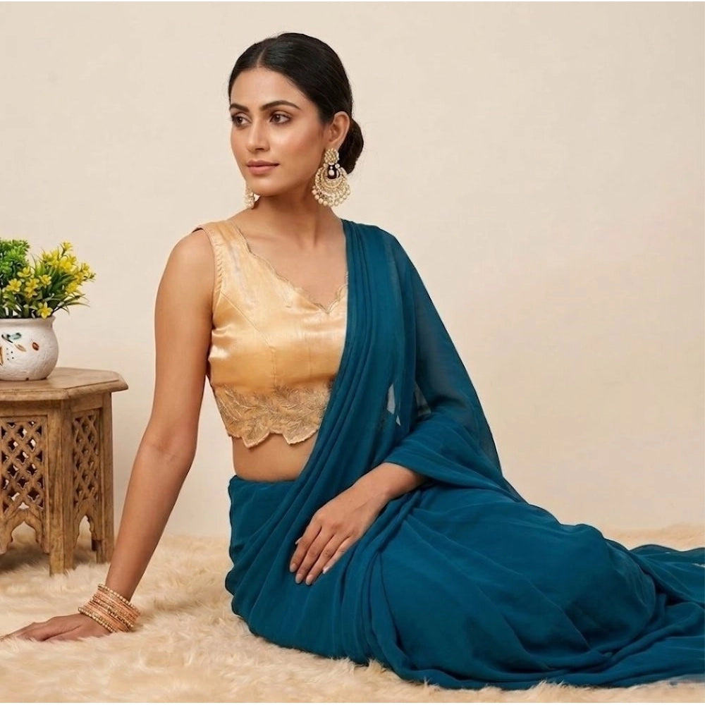 Vaystra Silk Embroidered Sweetheart Neck Sleeveless Readymade Padded Blouse – Gold