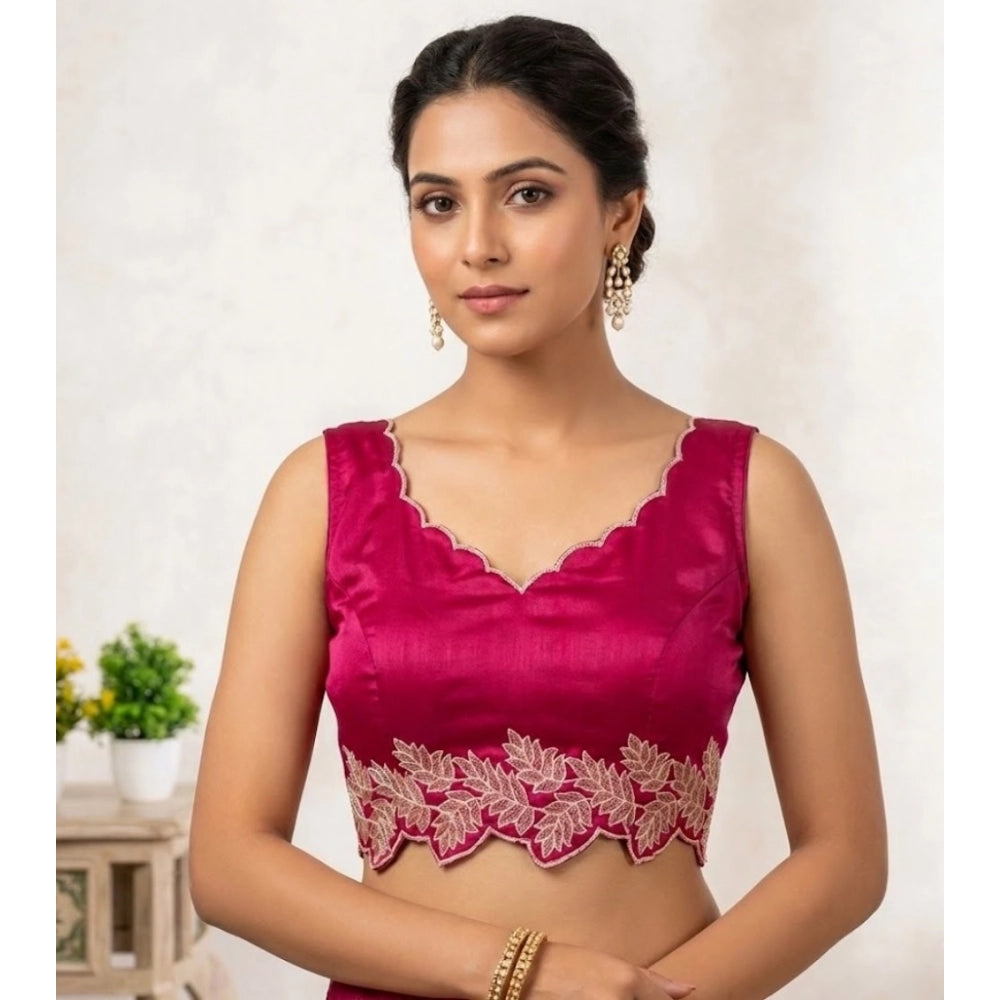 Vaystra Silk Embroidered Sweetheart Neck Sleeveless Readymade Padded Blouse – Pink