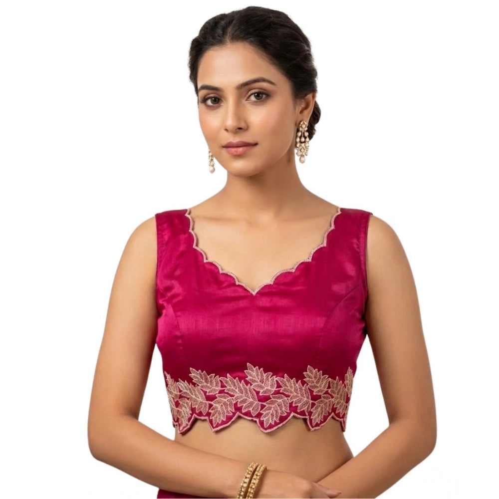 Vaystra Silk Embroidered Sweetheart Neck Sleeveless Readymade Padded Blouse – Pink