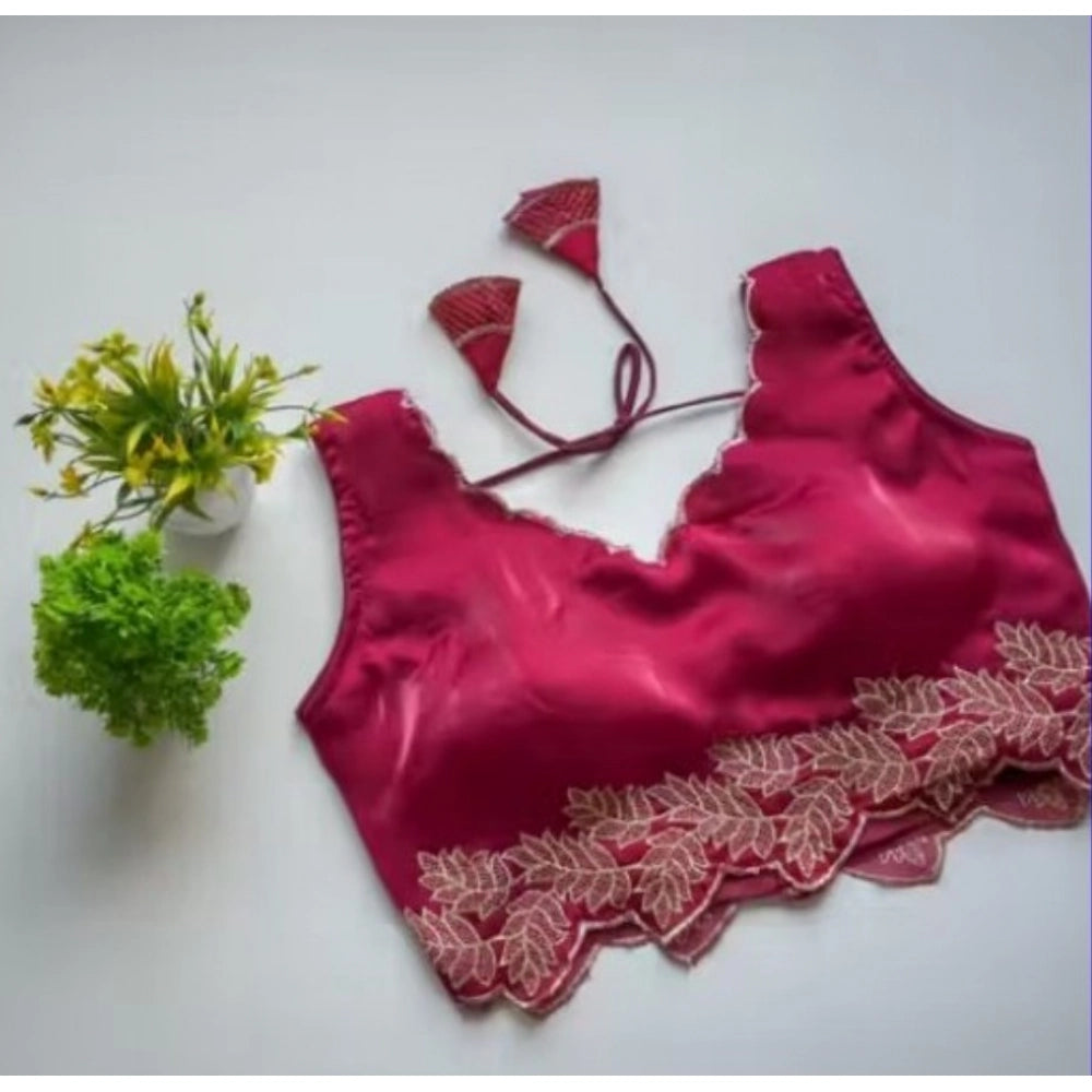 Vaystra Silk Embroidered Sweetheart Neck Sleeveless Readymade Padded Blouse – Pink