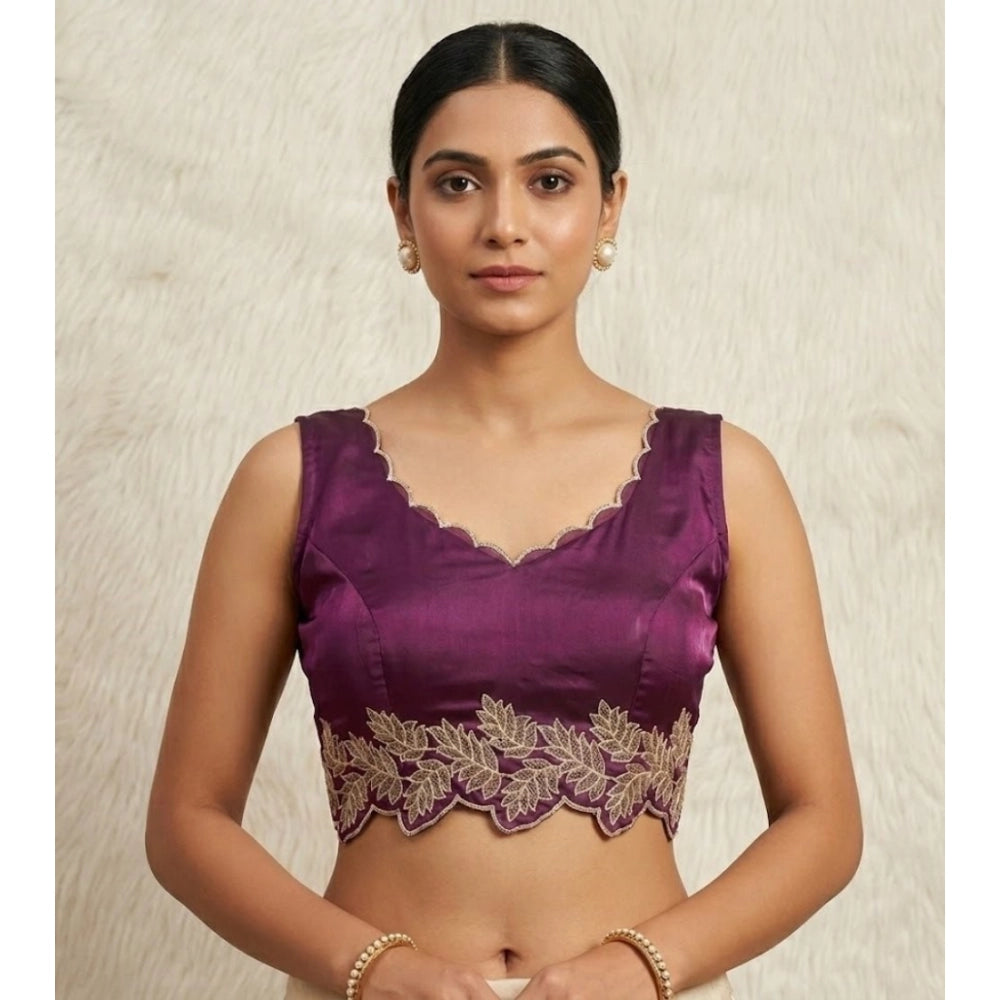 Vaystra Silk Embroidered Sweetheart Neck Sleeveless Readymade Padded Blouse – Wine