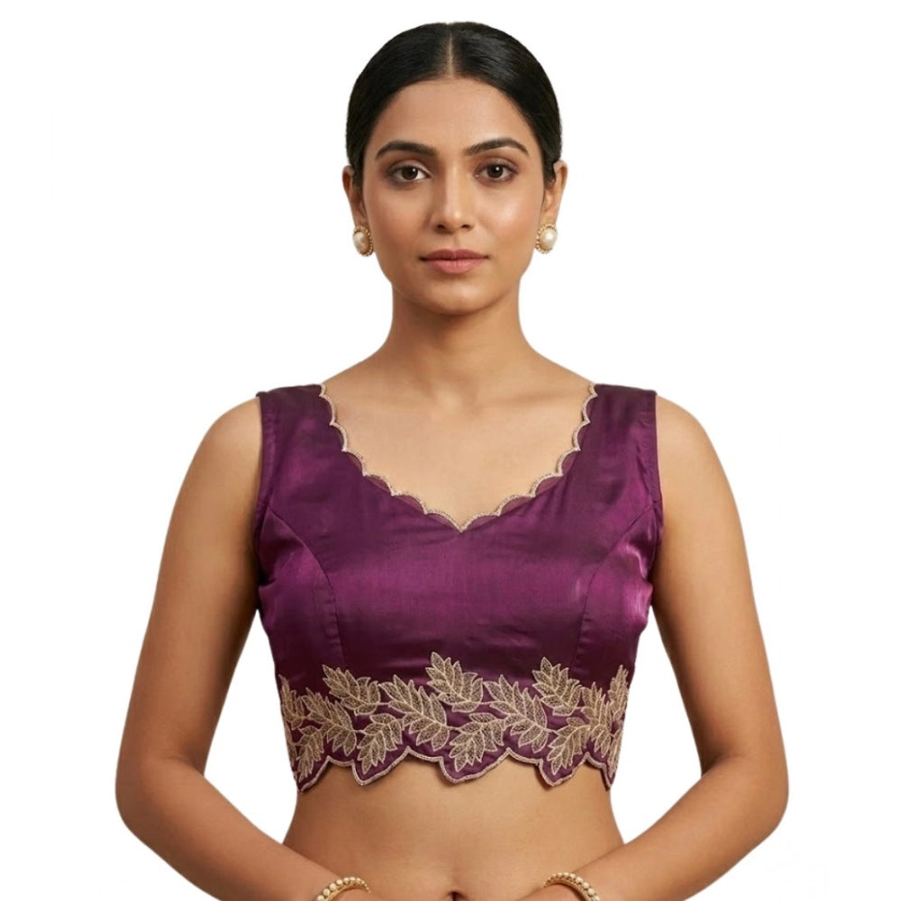 Vaystra Silk Embroidered Sweetheart Neck Sleeveless Readymade Padded Blouse – Wine